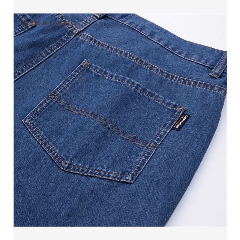 Quần jean denim giặt GIORDANO 18113902 năm túi cạp vừa cho nam