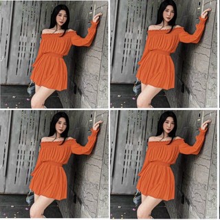 Jumpsuit trễ vai nhún eo - Chitchitstore