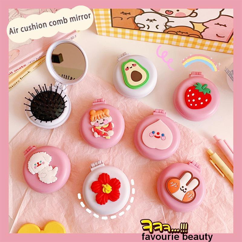 ✨✨Lược Chải Tóc Tích Hợp Gương Gấp Gọn Thiết Kế Hoạt Hình Dễ Thương Cho Bạn Gái