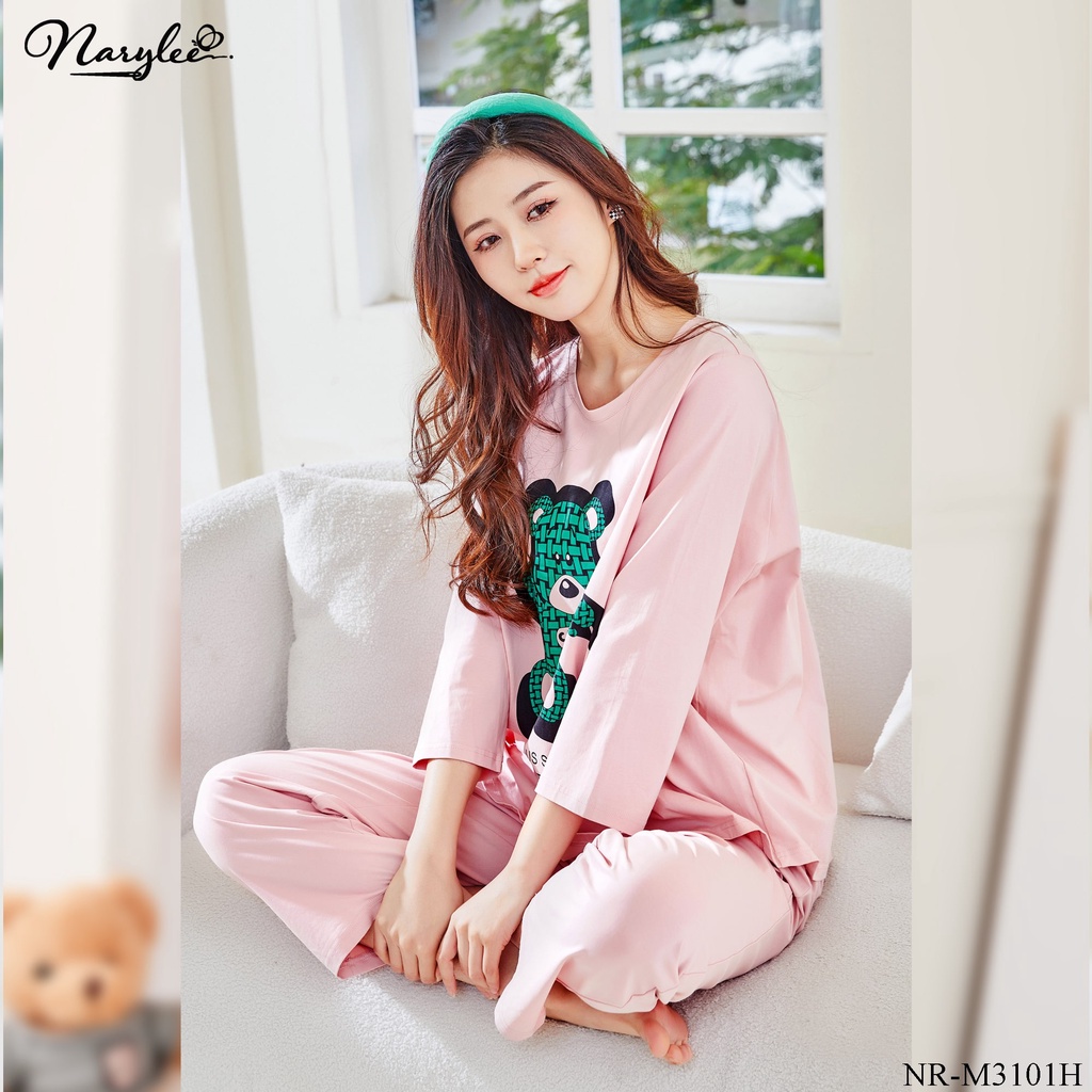 Bộ mặc nhà mùa xuân áo tay lỡ chất cotton mỏng Narylee mã NR-3101