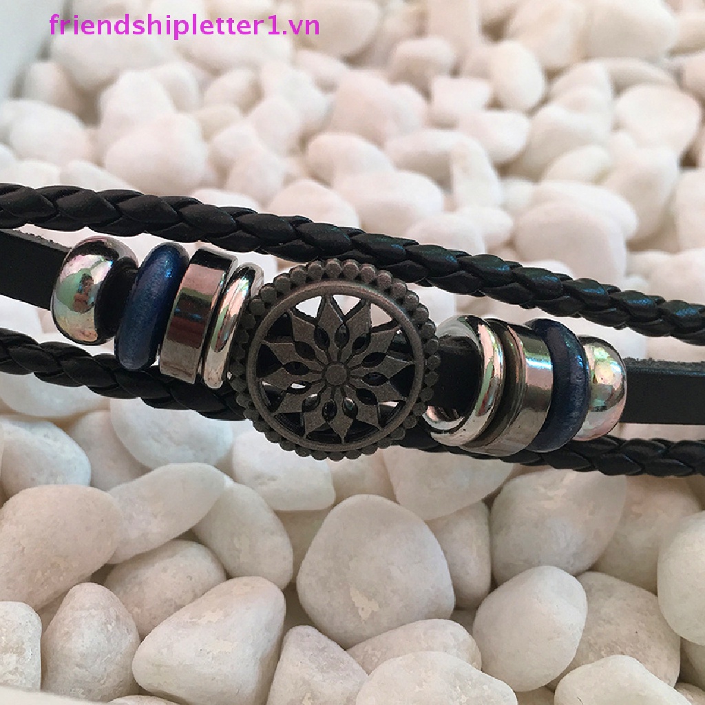 Vòng Tay Da PU Thời Trang Vintage Mặt Hình Vô Cực Phong Cách Punk Cho Nam Và Nữ
