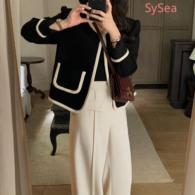 Áo Khoác Màu Đen Thiết Kế Tối Giản Thời Trang Theo Phong Cách Pháp Cho Nữ