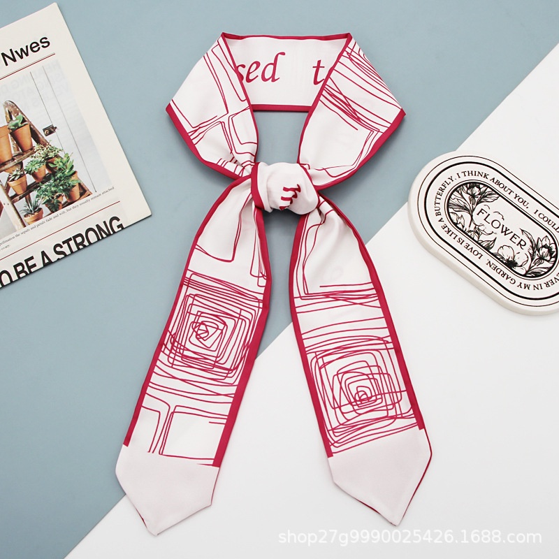 Khăn Choàng Lụa In Họa Tiết Trừu Tượng Đa Năng Dùng Trang Trí Túi Xách / Khăn Quàng Cổ / Băng Đô