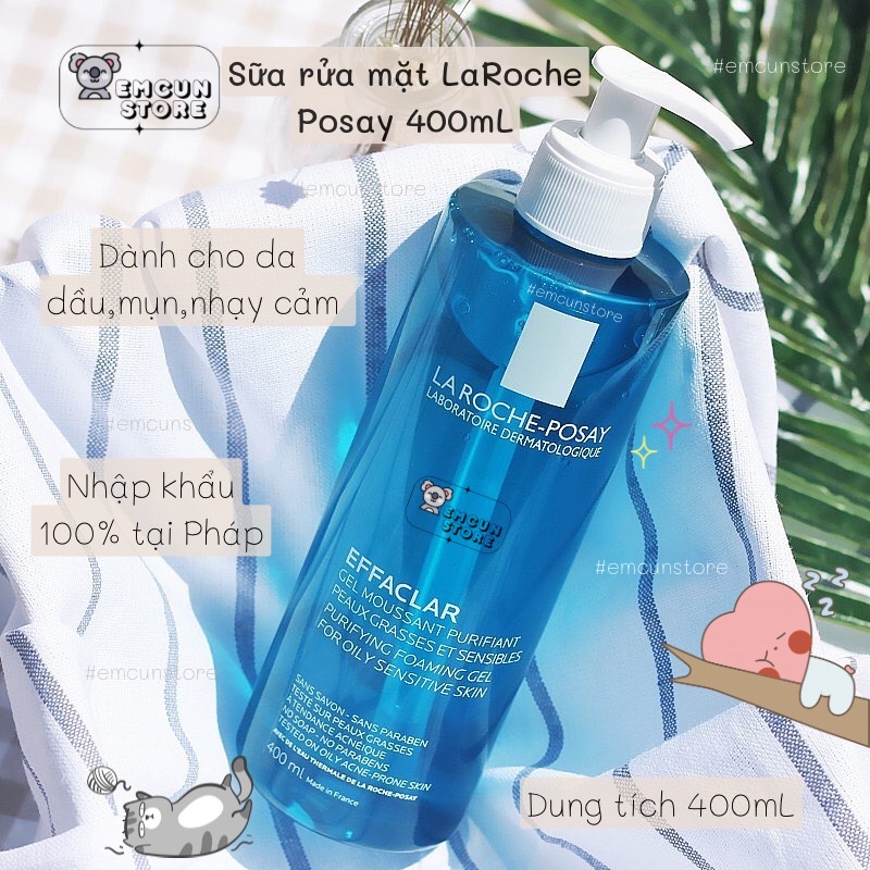 Sữa rửa mặt da dầu mụn nhạy cảm La roche posay Effaclar Purifying Foaming Gel 400mL