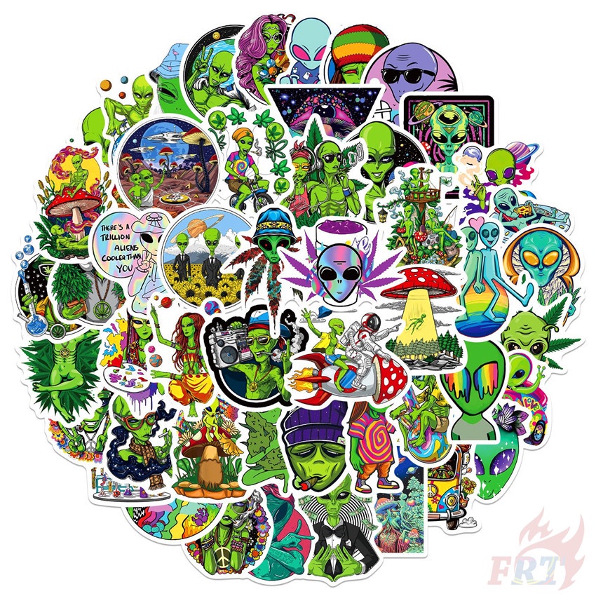 ❉ Sticker Dán Trang Trí Hình Người Ngoài Hành Tinh Vui Nhộn Series 01 ❉ Bộ 50 Sticker Chống Thấm Nước Xinh Xắn Dùng Trong Trang Trí