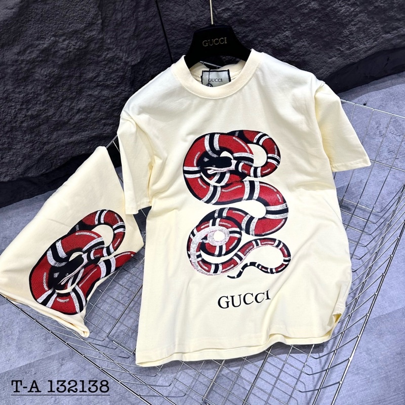 Áo phông nam nữ Premium Cotton in hình rắn đỏ sọc đen trắng lượn G.C chất dày dặn cao cấp AP98P