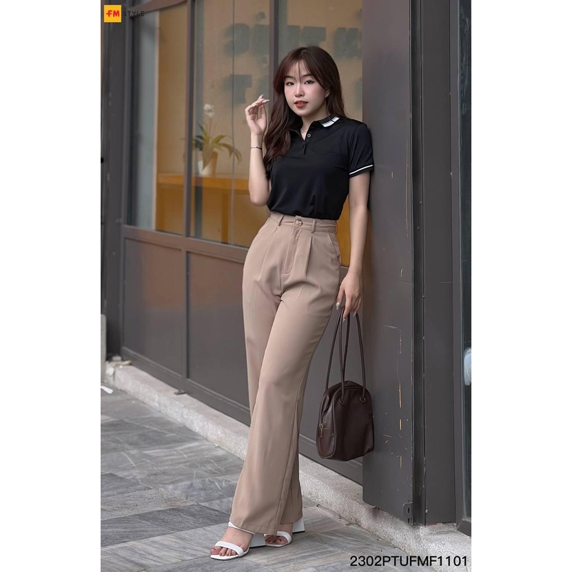 Áo thun polo FM STYLE nữ tay ngắn vải mắt chim cổ bẻ phông thoáng mát mềm mịn giữ form bền màu 23020205