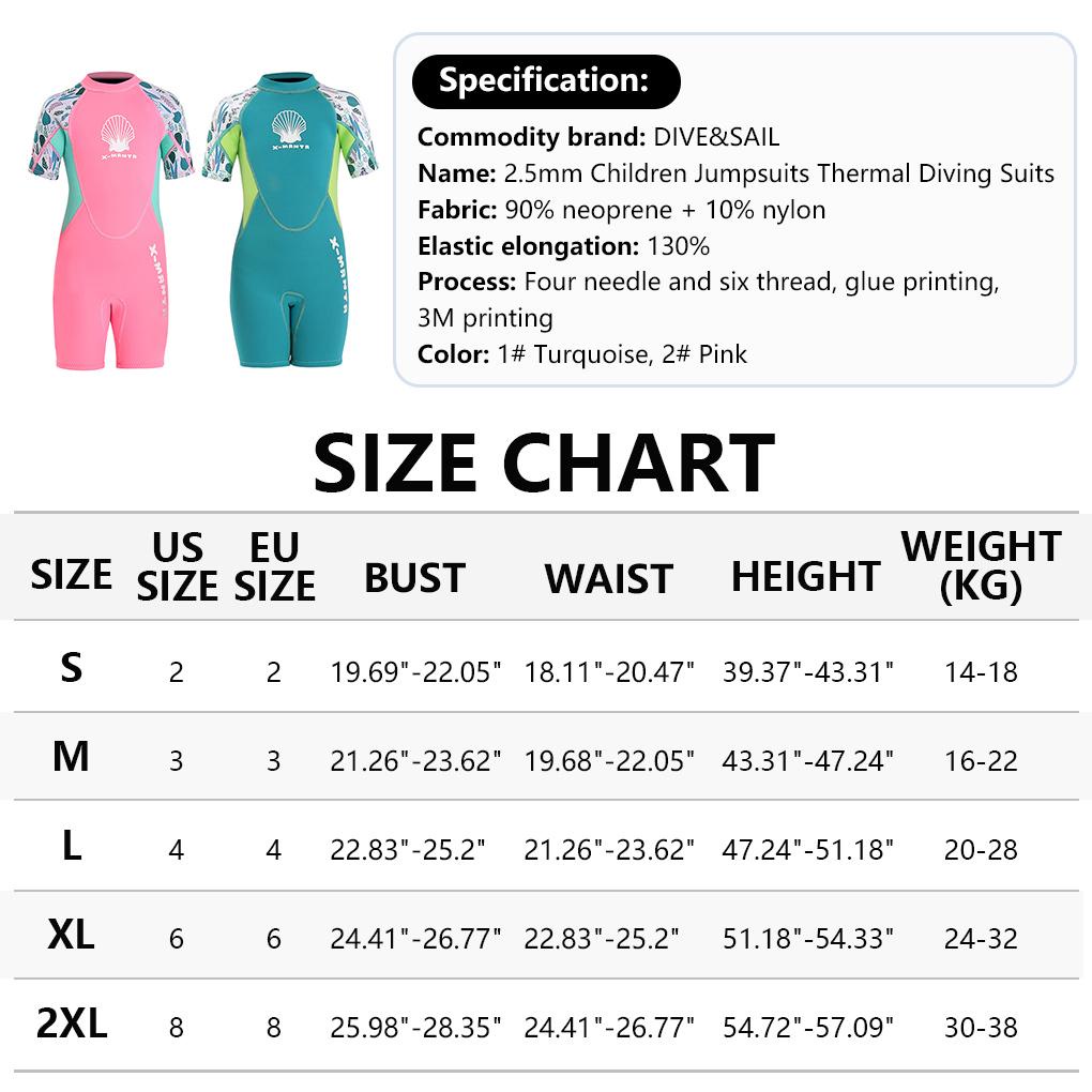 Bộ Đồ Lặn Gồm Áo Liền Quần Ngắn Tay Dày 2 5MM Chất Liệu Cao Su Tổng Hợp Cho Bé