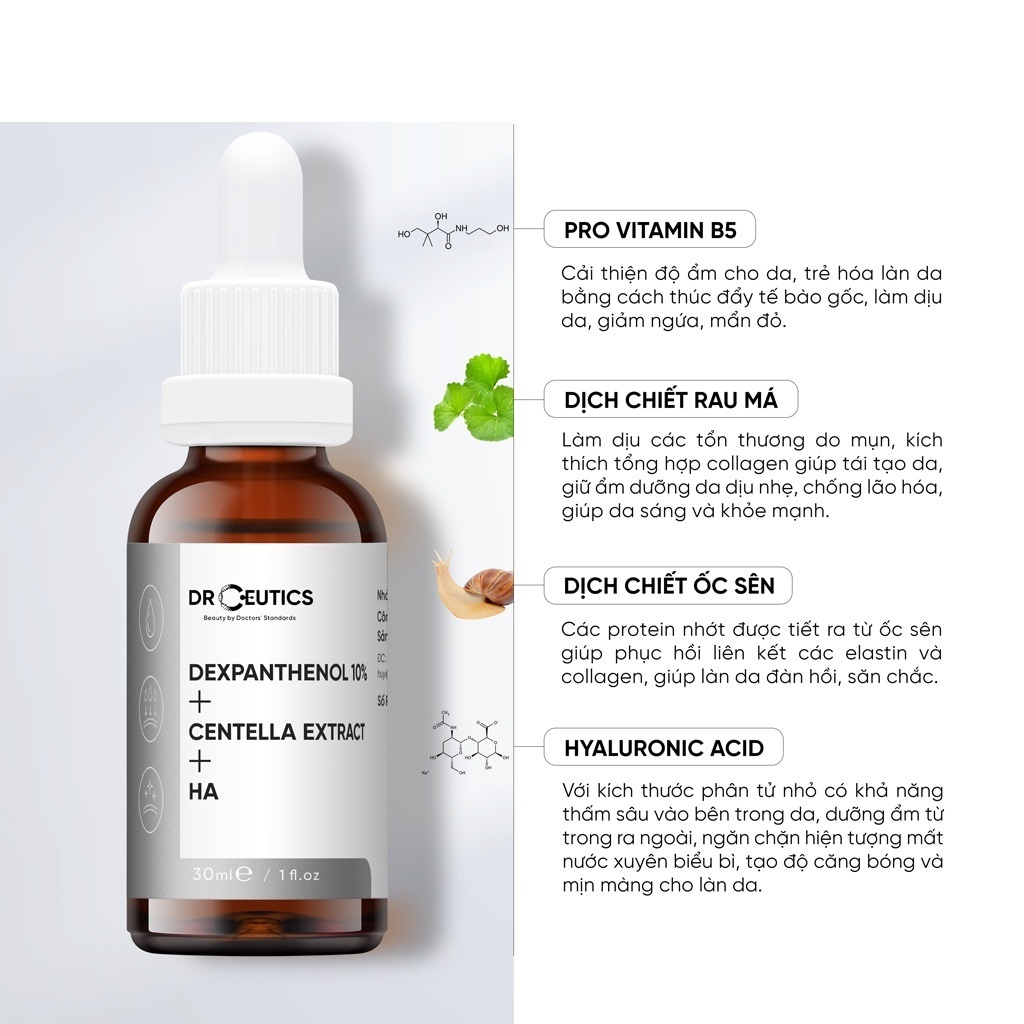 [MINI SIZE] Serum B5 DrCeutics Cấp Ẩm Và Phục Hồi Da Dexpanthenol 10% + Centella Extract + HA 10ml