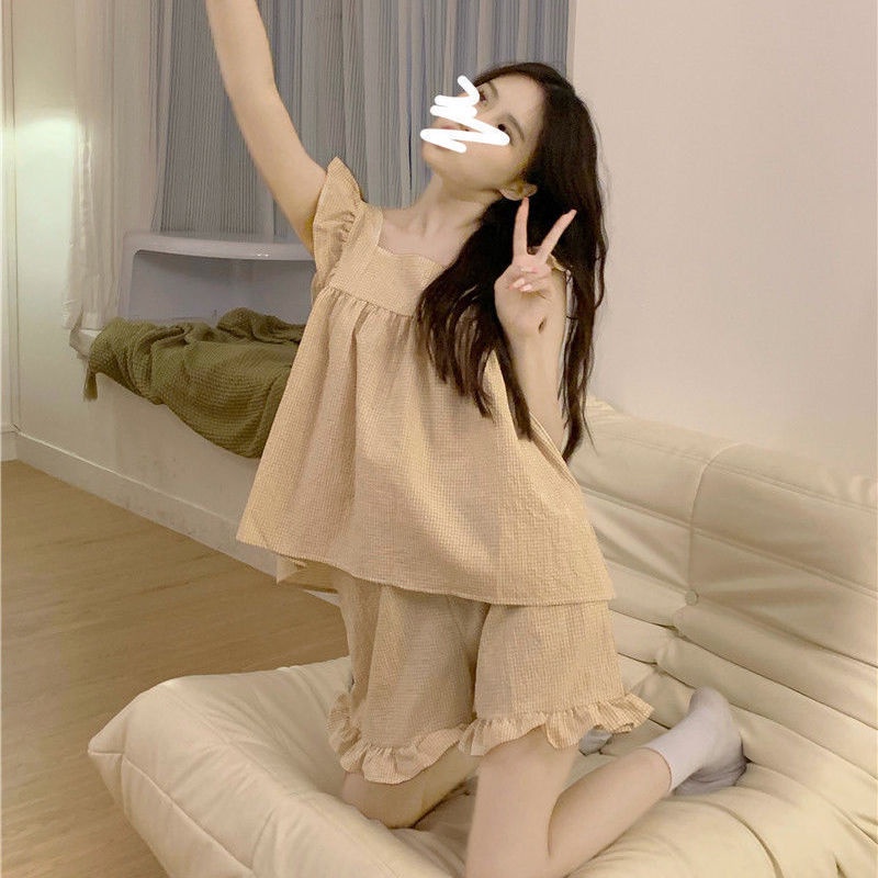 Bộ Đồ Ngủ Thiết Kế Mới Ngọt Ngào Thời Trang Mùa Hè Theo Phong Cách Hàn Quốc