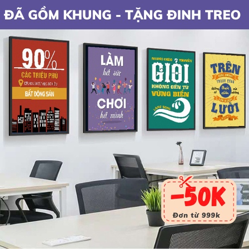 Tranh tạo động lực canvas trang trí văn phòng nhiều mẫu đa dạng và có khung composite chống mối mọt siêu bền