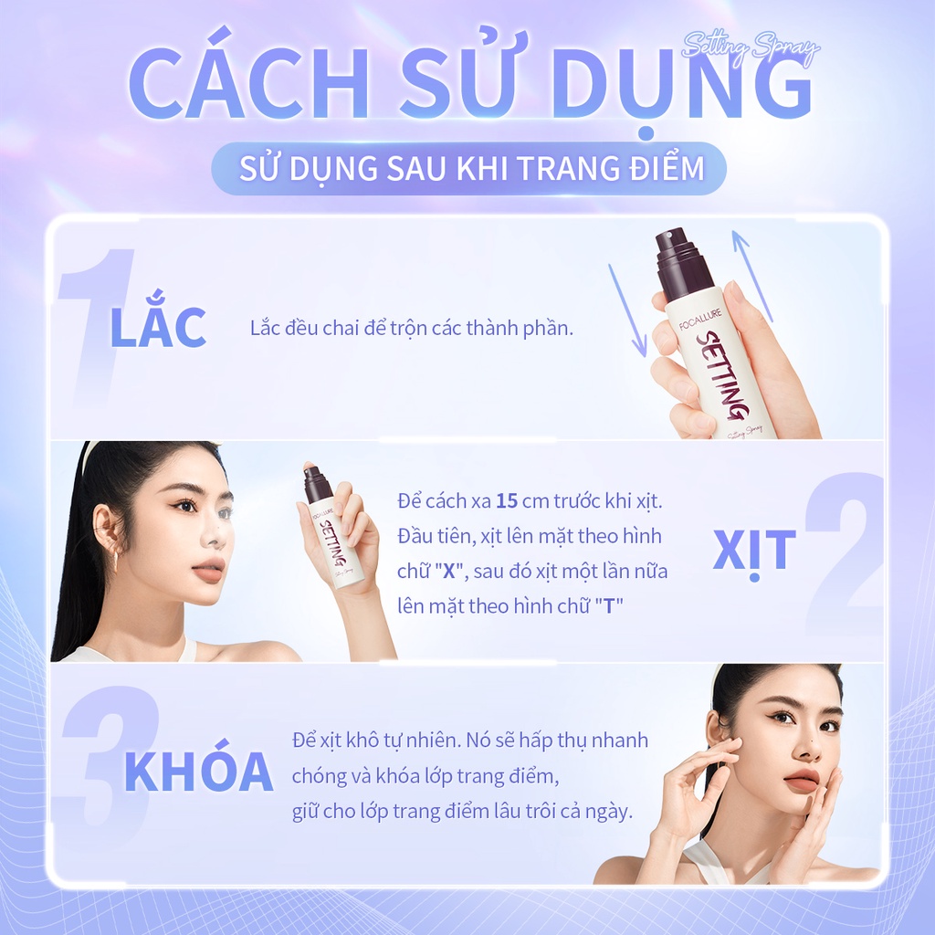 Chai xịt khóa cố định lớp trang điểm FOCALLURE không bị nhòe lâu trôi nhẹ 65g | BigBuy360 - bigbuy360.vn