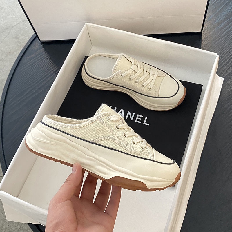 Dép Bít Mũi Vải Canvas Đế Dày Tăng Chiều Cao Thời Trang Mùa Hè Hàng Mới 2023 SH3782