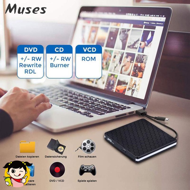 Ổ Đĩa Ngoài Giao Diện Type-c 3.0U Usb Chuyên Dụng Cho Đầu Đọc Đĩa Cd / dvd / vcd