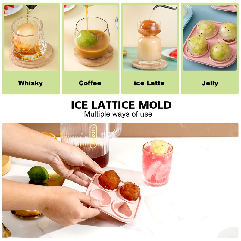 Khuôn Silicone Làm Đá Viên 4 Lỗ Hình Hoa Hồng Có Thể Tái Sử Dụng