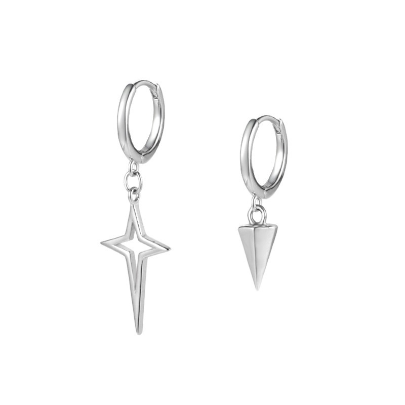 Khuyên Tai Không Đối Xứng Hình Học Ngôi Sao Phong Cách Hip hop Cá Tính