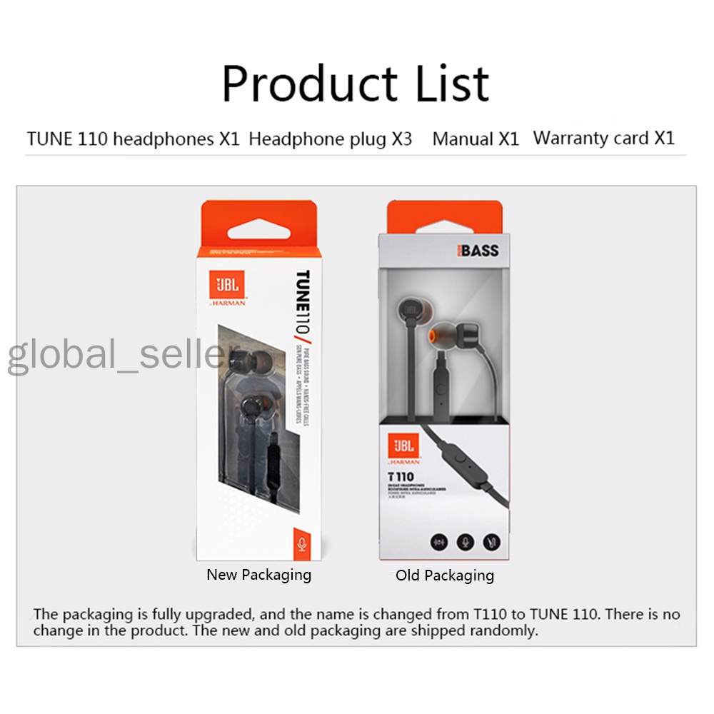 Tai Nghe Nhét Tai Jbl T110 Jack 3.5Mm Có Micro Âm Thanh Stereo Sống Động