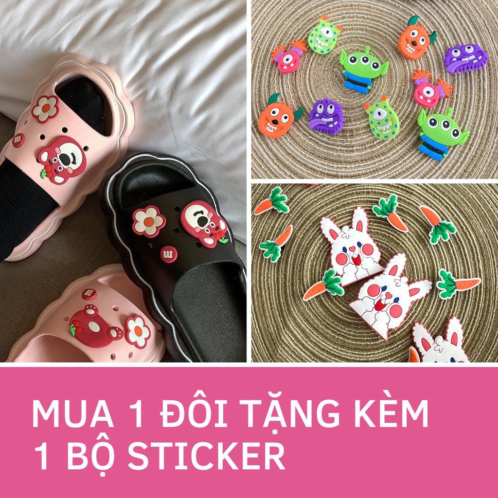 JY350- D20 - Dép nữ đế mềm quai ngang giá rẻ đúc liền lỗ cài sticker  xinh mùa hè cho bạn gái GIẢM 1 SIZE
