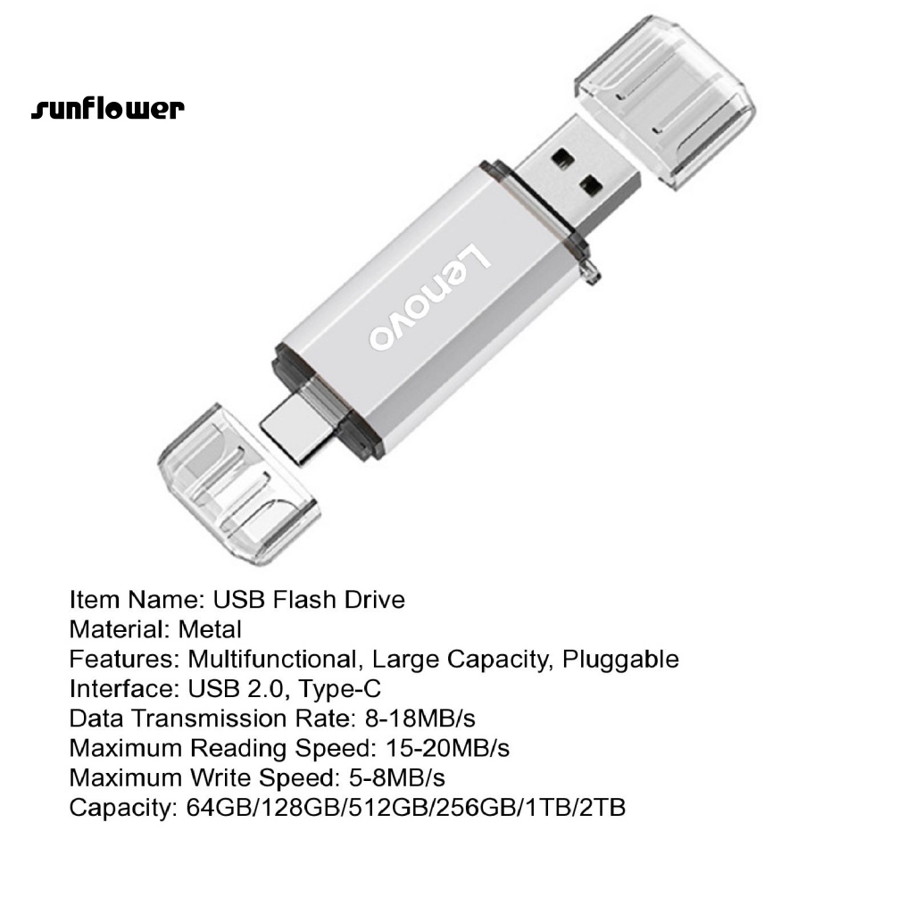 Ổ đĩa flash LENOVO USB Type-C thích hợp cho điện thoại thông minh/ máy tính
