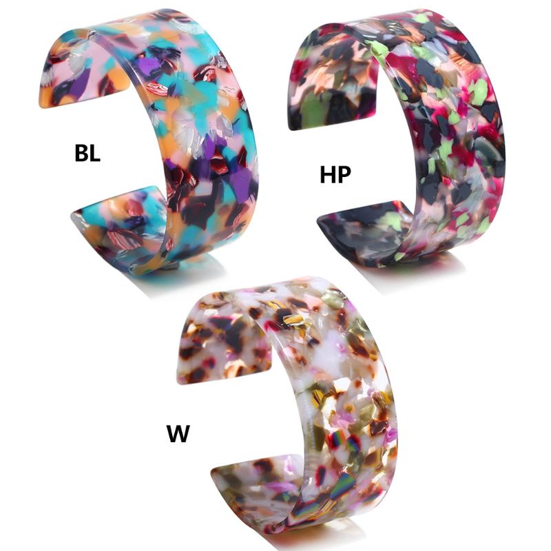 Vòng Đeo Tay Dạng Mở Bằng Nhựa Acrylic In Họa Tiết Hoa Và Da Báo Thời Trang Cho Nữ