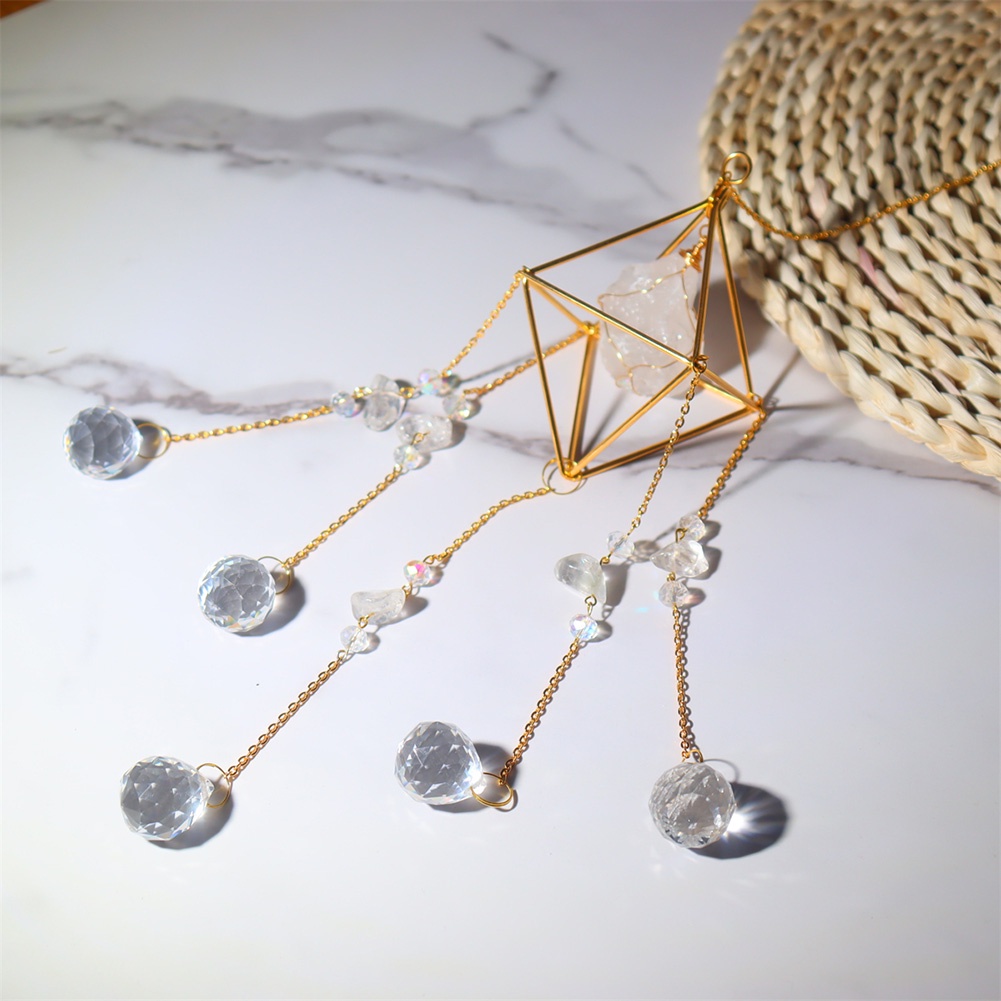 Chuông Gió Đá Pha Lê Tự Nhiên Dạng Cầu Treo Trang Trí Sân Vườn