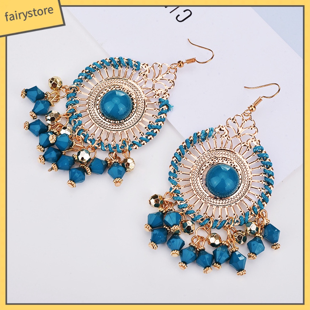 1 Đôi Bông Tai Tua Rua Nhiều Màu Phong Cách Bohemia