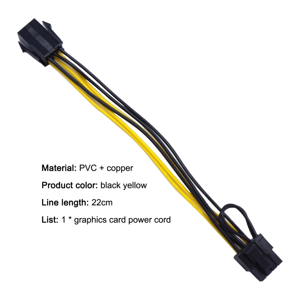 Dây Cáp Tách Thẻ Đồ Họa Hoa Hướng Dương 6Pin Sang 8Pin 22cm Cho Máy Tính PC