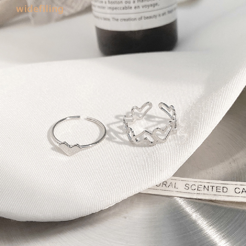 Set 2 Nhẫn Hở Mặt Trái Tim Thời Trang Cho Nữ