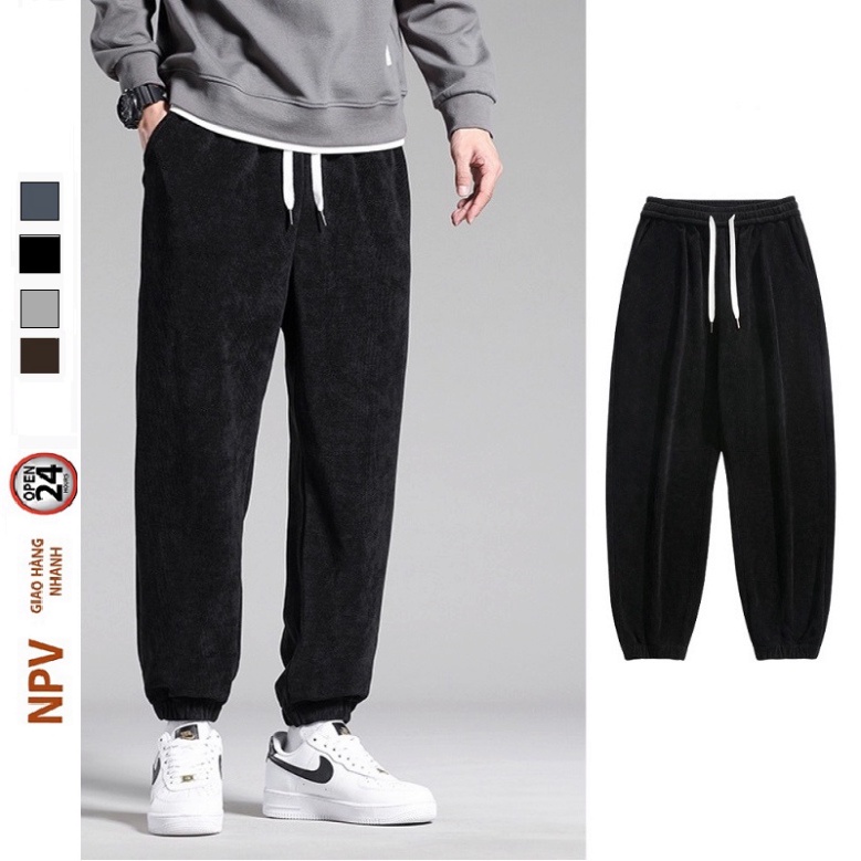 Quần jogger nam tăm nhung NPV 4 màu trẻ trung .quần jogger thể thao nam cao cấp - Hàng mới về