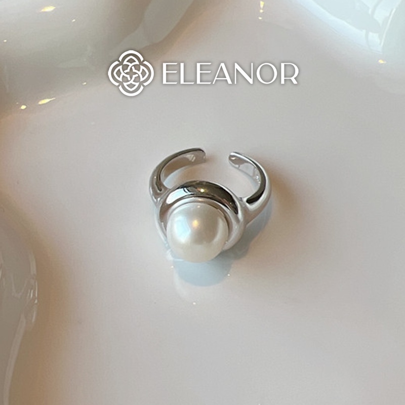 Nhẫn nữ hở bạc 925 Eleanor Accessories mặt tròn ngọc trai nhân tạo phụ kiện trang sức basic 5226