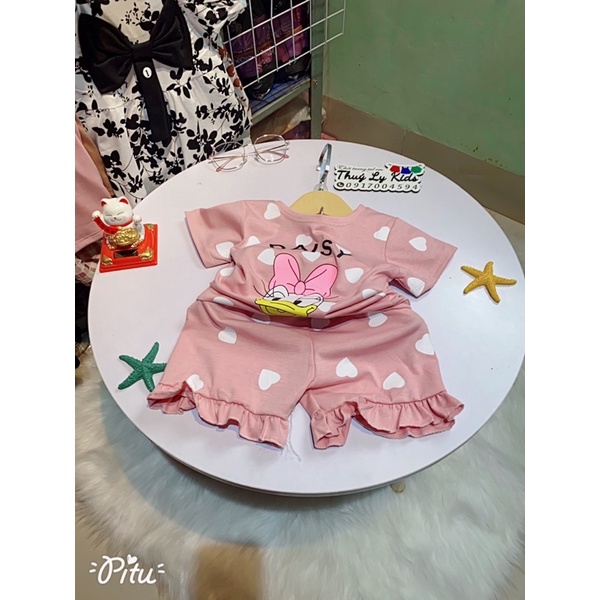 Set bộ cộc tay cho bé gái mẫu vịt DONA, chất cotton mềm mịn, thoáng mát, thấm hút mồ hôi siêu tốt