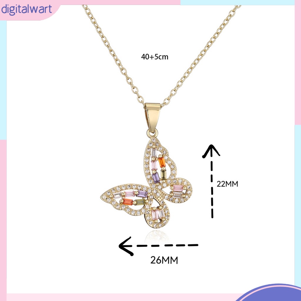 Vòng cổ Mạ Điện Mặt Hình Bướm Đính Đá Zircon Sang Trọng Thời Trang Cho Nữ
