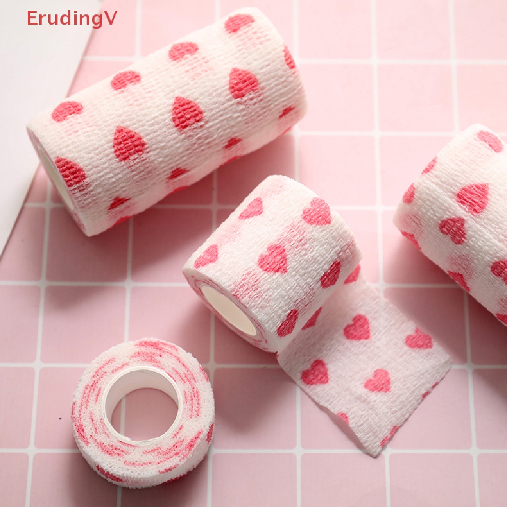 [ErudingV] Vòi Quấn Thể Thao Tự Dính Co Giãn In Hình Trái Tim Màu Trắng