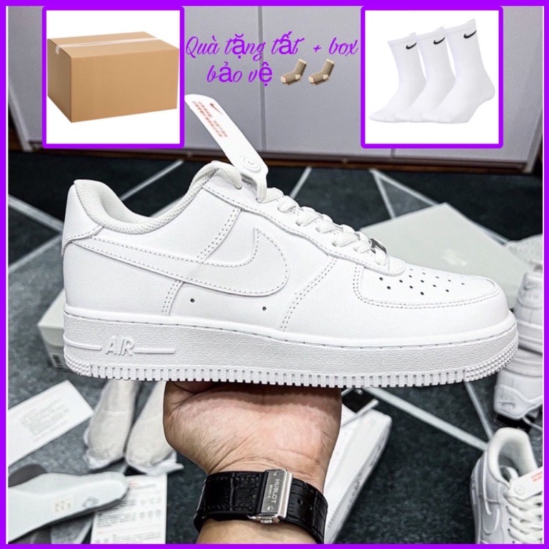 Giày Sneaker Air Force 1 Full Trắng, Giày AF1 Hàng Cao Cấp Full Box + Bill