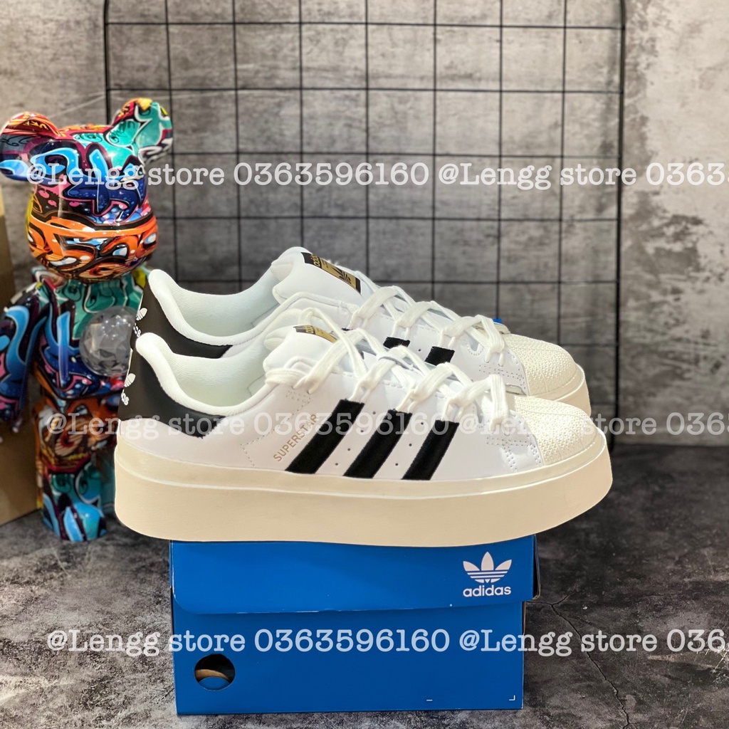 Giày Thể Thao Superstar Bonega W Ftwwht/Cblack/Goldmt Sò Mới Đen Trắng Thời Trang 2023