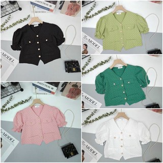 Áo kiểu croptop vạt cách điệu sm01