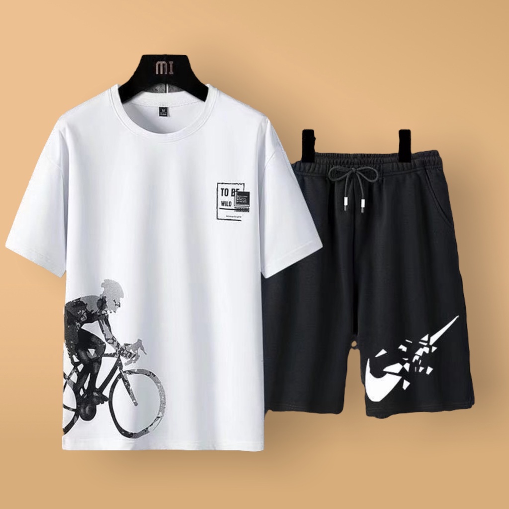 Bộ Thể Thao Nam in hình Xe Đạp quần áo vải thun thoáng mát co giãn năng động thời trang Thời Trang Bemine MEN QA 170