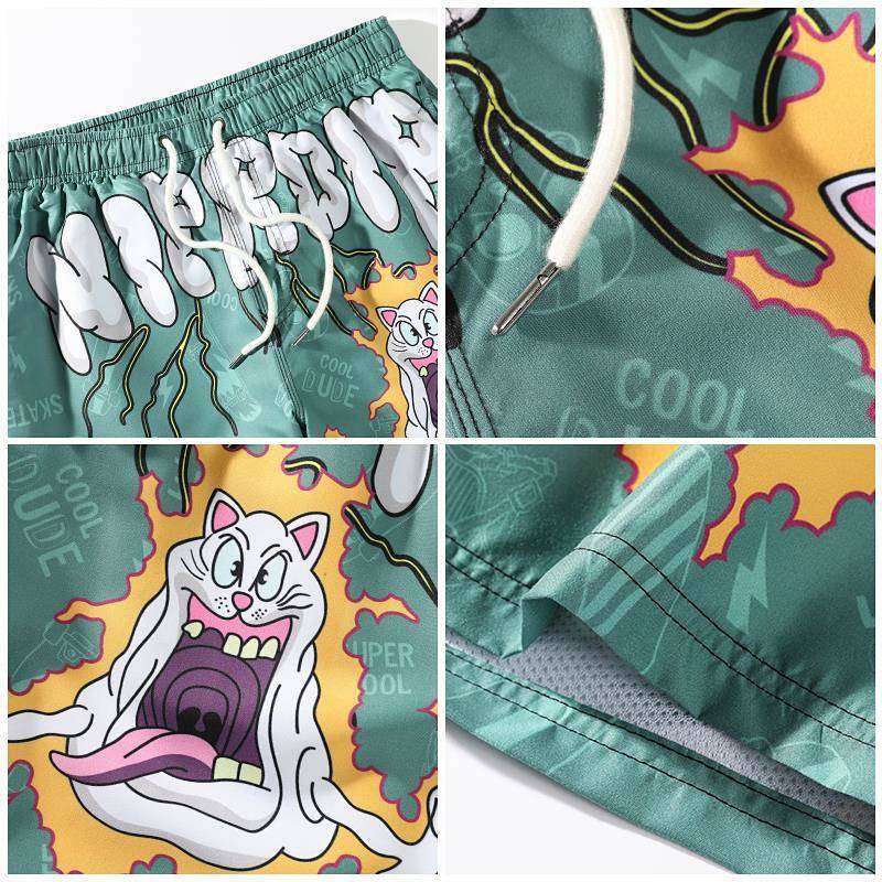 Quần short đi biển ống đứng họa tiết Graffiti hiphop cho nam 3gXW