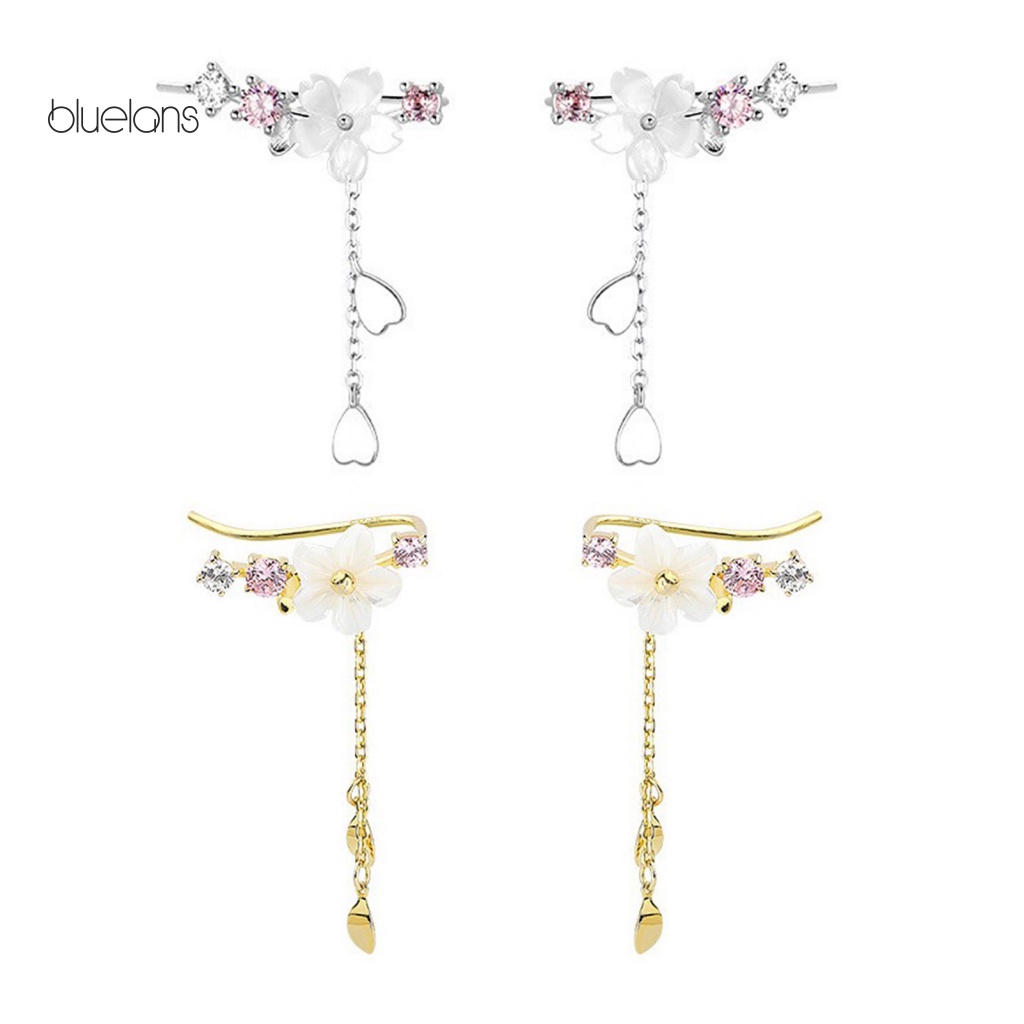 1 Cặp Bông Tai Đính Đá Hình Hoa / Vỏ Sò Thời Trang