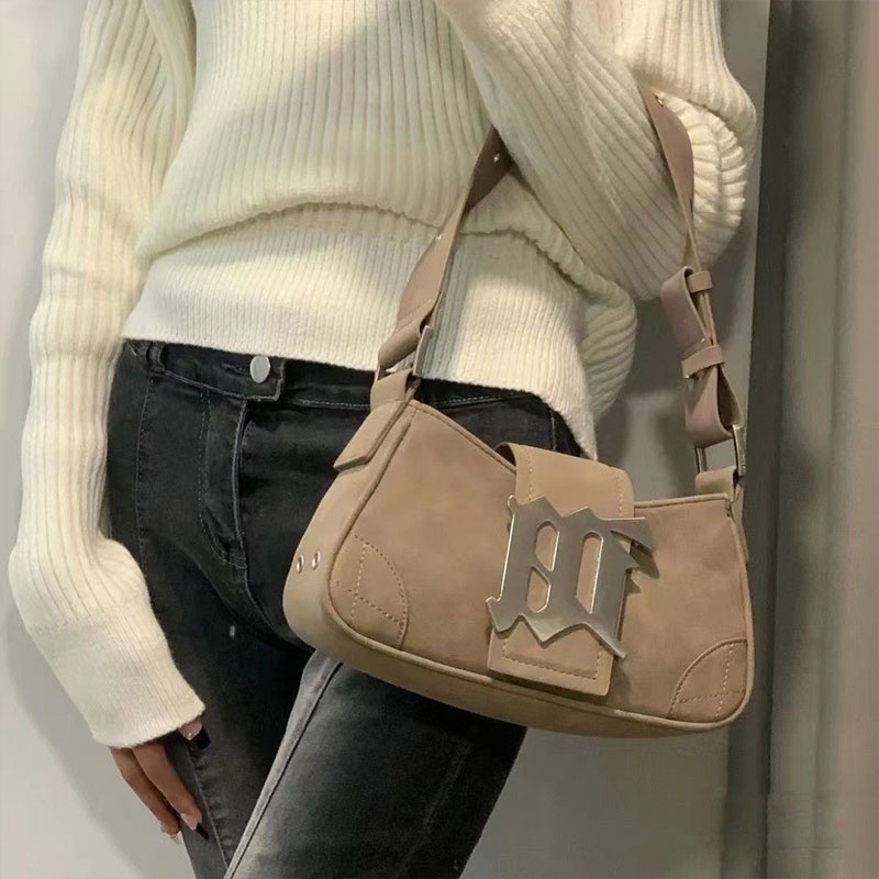 MISCHA Túi Đeo Vai MISCHA Chất Da Nhám Phong Cách retro Hợp Thời Trang