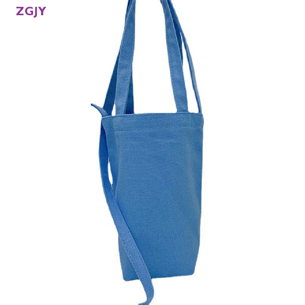 Túi Canvas Đựng Bình Nước Màu Trơn Dễ Thương Có Dây Đeo Mới