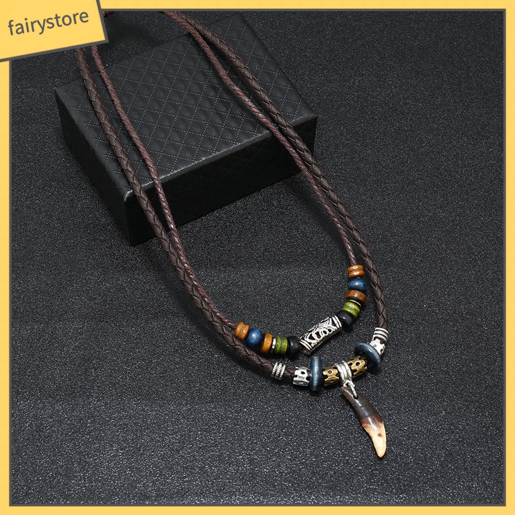 Vòng cổ Giả Da Nhiều Lớp Phong Cách Retro Vintage Thời Trang Cho Nam [Fairy1]