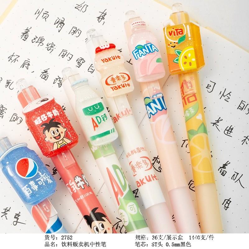 Bút gel đen Nước Giải Khát ngòi 0.5mm, bút gel bấm hãng Youmei dễ thương
