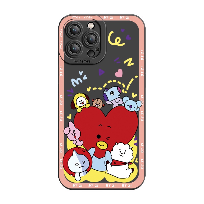 Ốp Điện Thoại Viền Vuông In Hoạt Hình BT21 Cho Samsung Galaxy S23 Ultra S23 + A04E A04 4G A14 A34 A54 5G A11 A50 M12