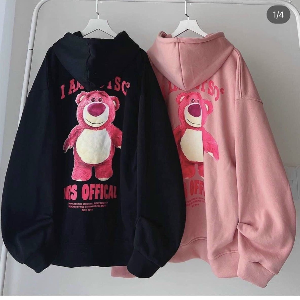 Áo Hoodie Chữ I AM LOTSO BEAR GẤU Cặp Đôi Nam Nữ Siêu Xinh - FREESHIP - Khoác Nỉ Có Nón Mũ 2 Lớp Rộng Unisex