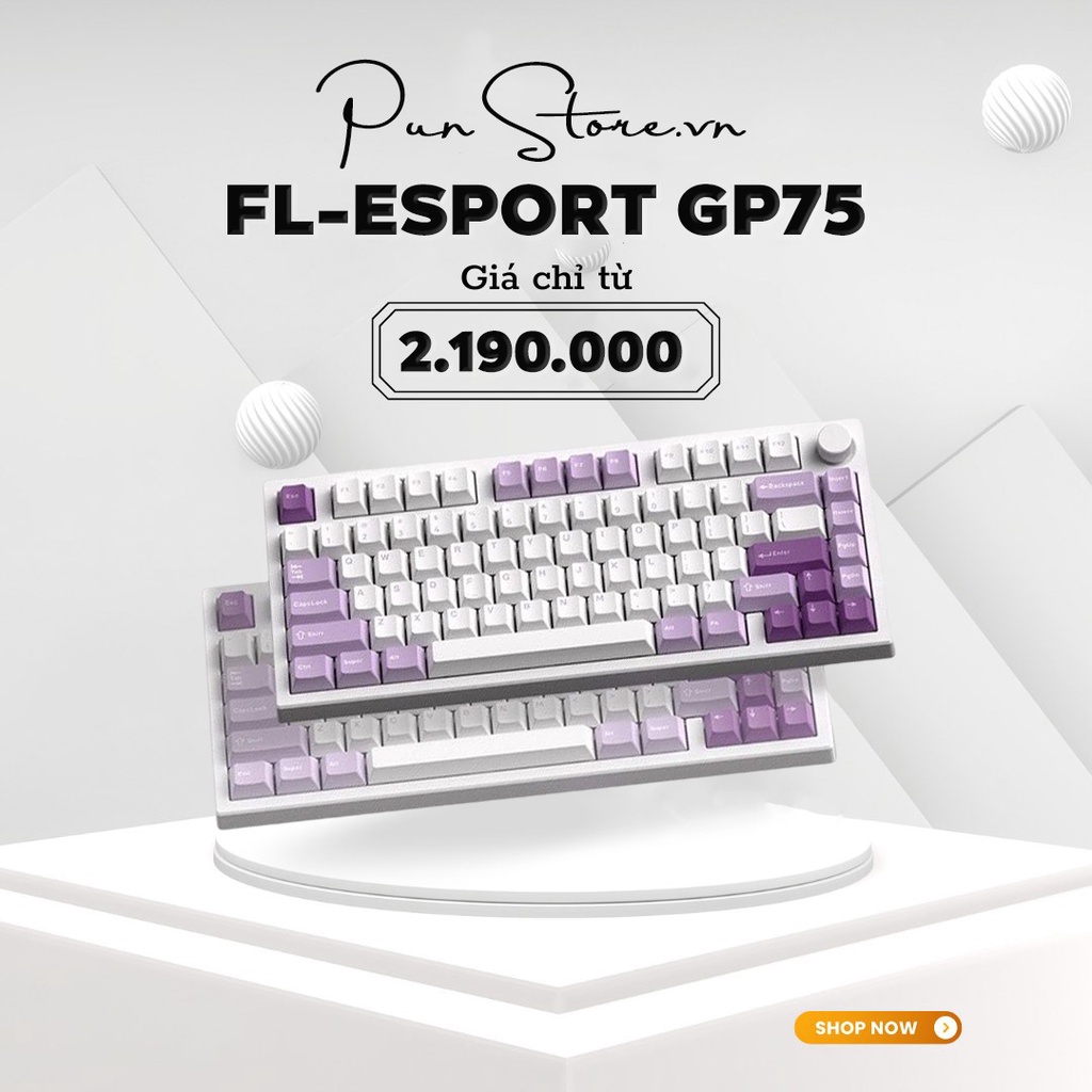 Bàn phím cơ FL-Esports GP75 White Purple / Polar Night (Mạch xuôi / 3 Mode / Hotswap / Led RGB)
