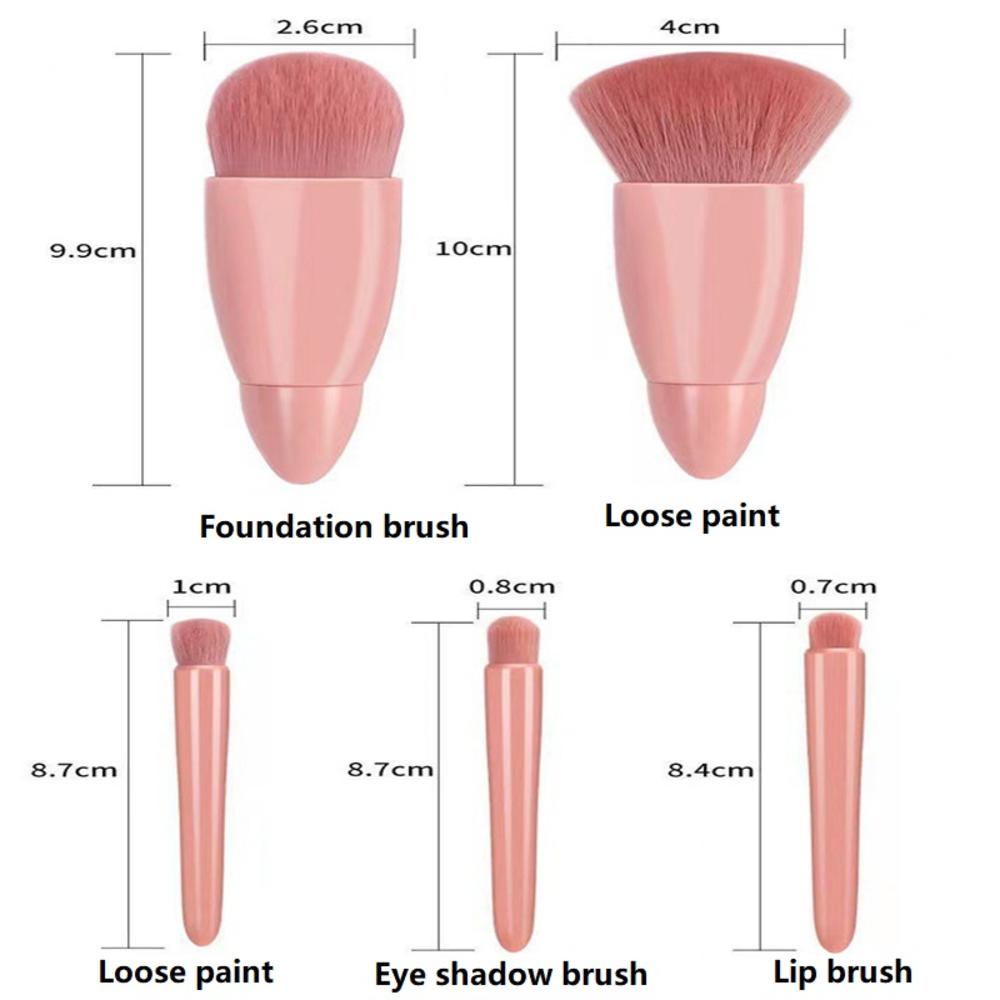 Set 5 Cọ Trang Điểm Kèm Gương Đa Năng Kèm Hộp Đựng Tiện Lợi