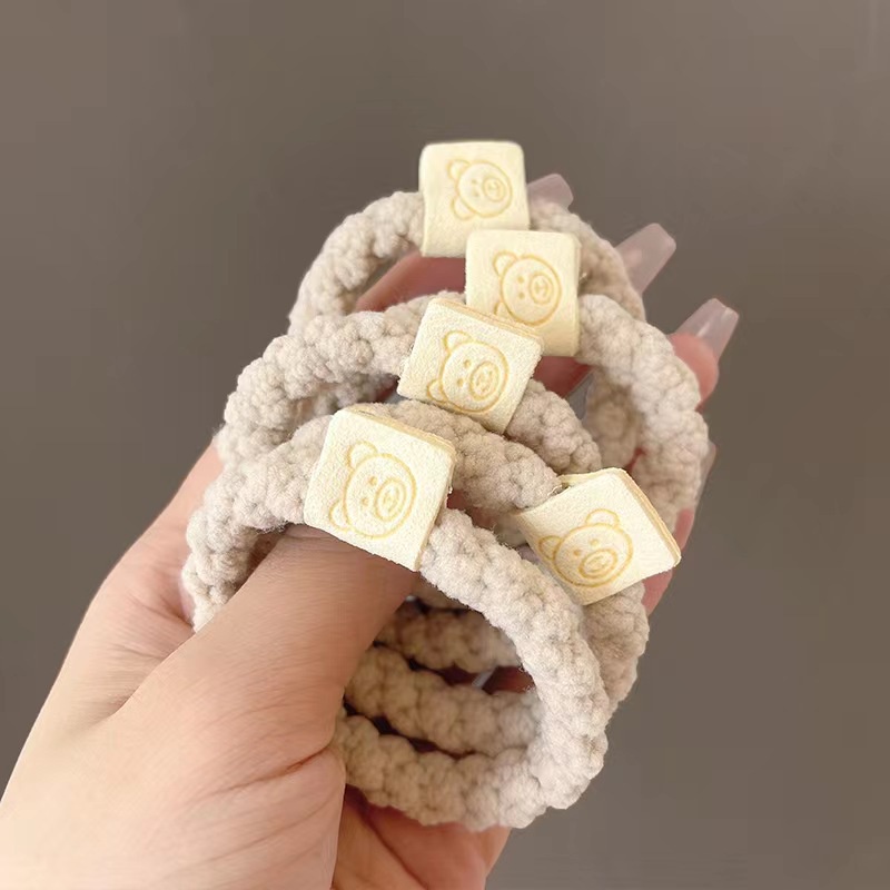 Dây Buộc Tóc Cao Su Dày Co Giãn Tốt Hình Gấu Đơn Giản Thời Trang Thu Đông Cho Nữ
