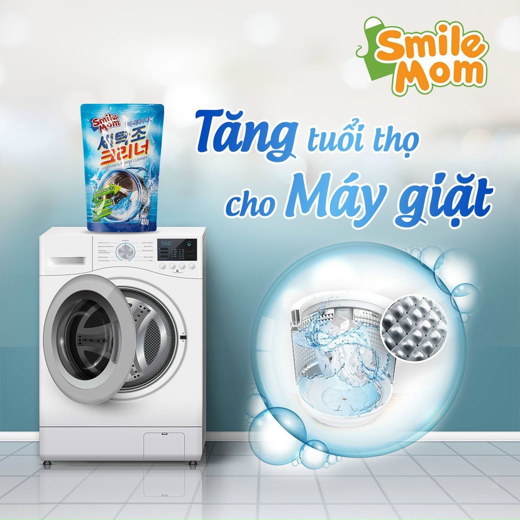 Bột Tẩy Lồng Máy Giặt Hàn Quốc Smile Mom 450Gr Chính Hãng