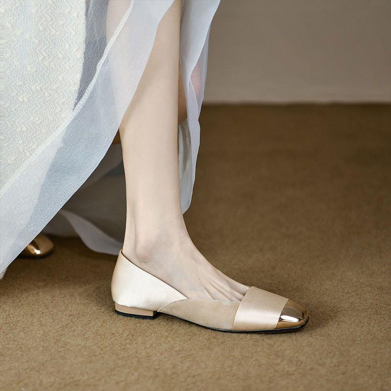 Giày Búp Bê Đế Bằng Mũi Vuông Màu Sắc Thời Trang Mùa Thu Cho Nữ